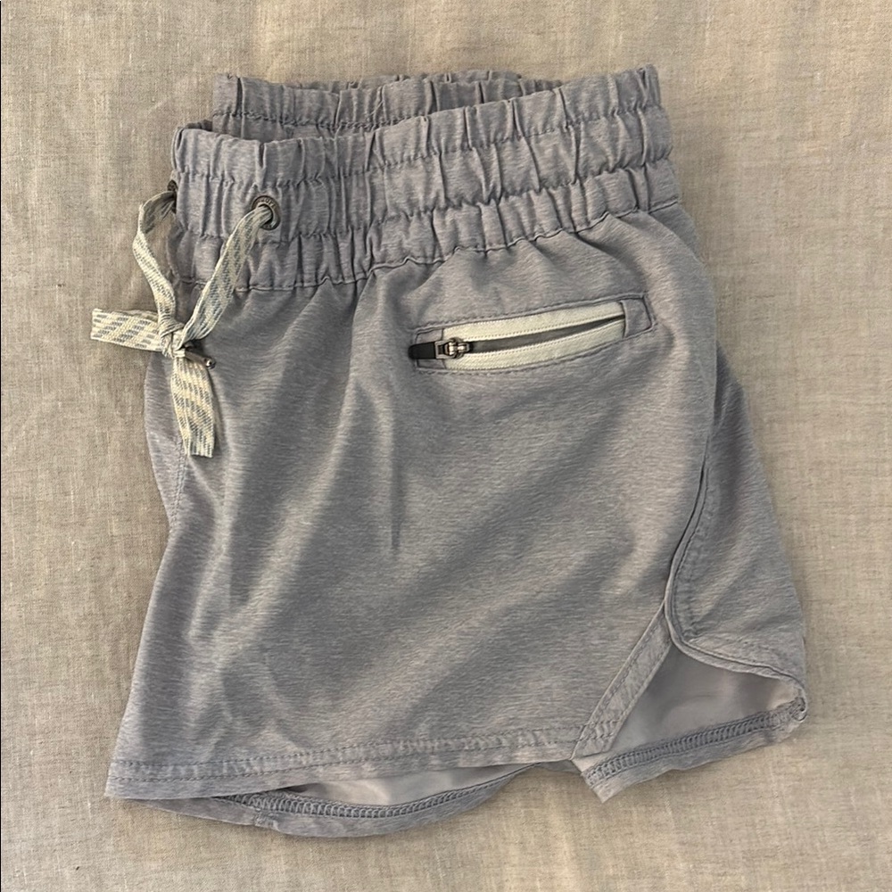 Gray Athletic Shorts with Zipper Pocket